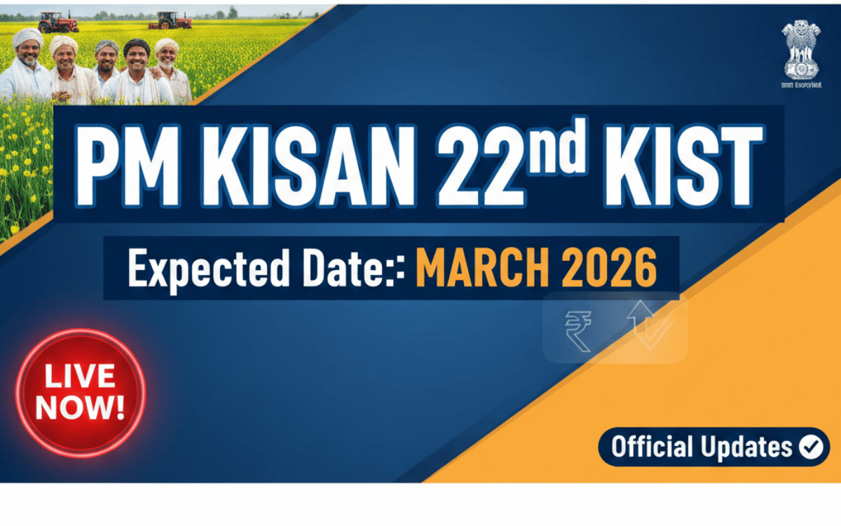 PM KISAN 22nd Kist Expected Date March 2026 – Official Updates Live