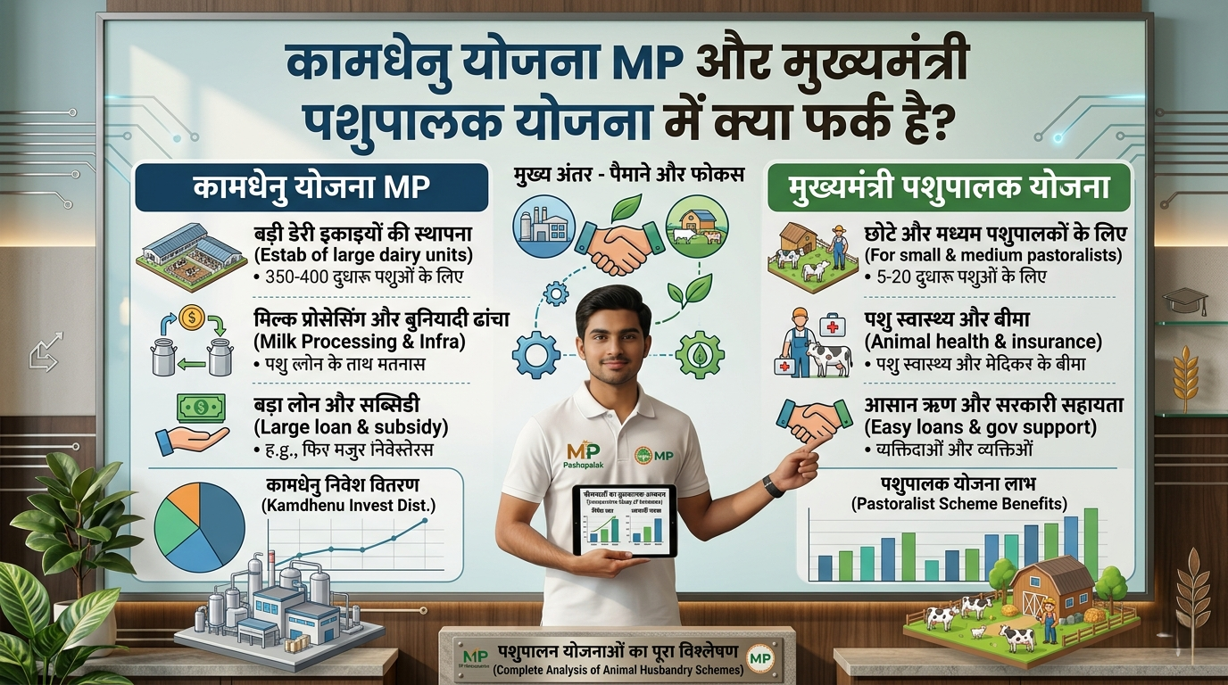 Kamdhenu Yojana MP aur Mukhyamantri Pashupalak Yojana mein kya fark hai