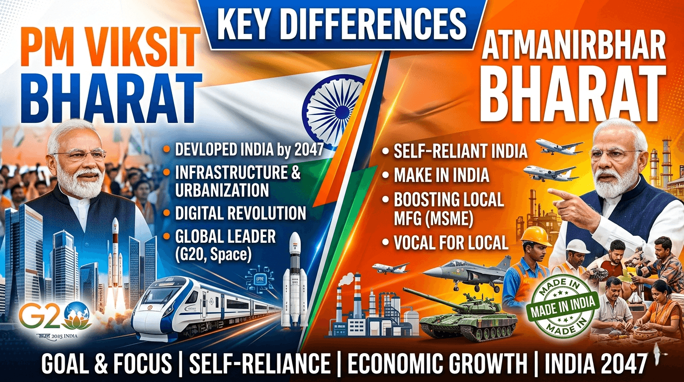 PM Viksit Bharat vs Atmanirbhar Bharat: Key Differences